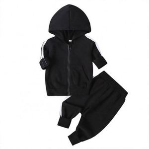 Vêtements pour enfants décontractés 100% coton, ensemble de survêtement 2 pièces, sweat-shirt à fermeture éclair, pantalon de survêtement, jogging pour garçons et filles - Product Image 3