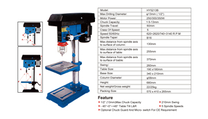 HY5213B Taladro <span class=keywords><strong>de</strong></span> Banco <span class=keywords><strong>Manual</strong></span> Miniatura con Mesa <span class=keywords><strong>de</strong></span> 190x190mm - Product Image 6
