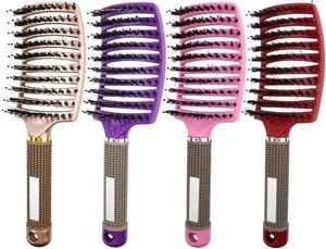 Peigne de massage du cuir chevelu pour femmes, brosse à cheveux en nylon à poils, brosse à démêler les cheveux bouclés pour salon de coiffure - Product Image 4