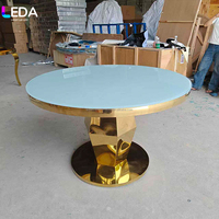 LEDA Fournitures de décoration pour événements et fêtes personnalisées, table ronde en acier inoxydable dorée pour banquet et dîner de mariage