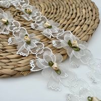 Garniture en dentelle de guipure en organza de haute qualité et de luxe personnalisée, ruban de fleurs pour décoration de perles de robe