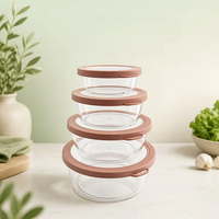 Lot de 4 contenants alimentaires ronds emboîtables avec couvercles hermétiques, sans BPA, tailles assorties, empilables