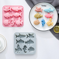 Moule en silicone YS 7 pour chocolat, bonbons, glaçons, gâteaux, avec formes variées de poissons marins et hippocampes, réutilisable