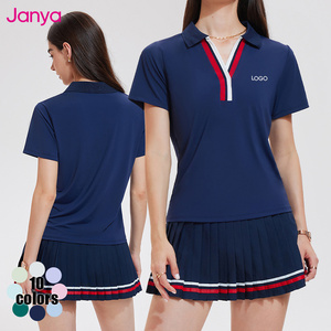 Janya Quick Dry 4-Way <strong>Stretch</strong> Breathable Pickleball Wear Short Sleeve Polo Shirts 2-Piece Sets Pockets High Waist Tennis <strong>Skirt</strong> - Product Image 1