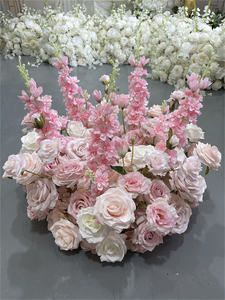 GreenLife Large and Artificial <b>Pink</b> Flower Wreath <b>Candlestick</b> Holder Elegant Centerpiece for Wedding Party Decor Wholesale - Product Image 5