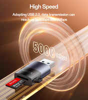 Yesido USB2.0 Interfaz USB de Alta Velocidad de Aleación de Aluminio Compatible con 1TB Plug and Play Adaptador de Lector de Tarjetas TF GS36
