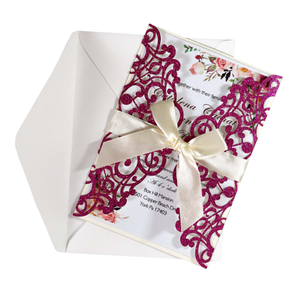 Designs personnalisés luxe élégant douche nuptiale découpé au laser papier poche invitations de mariage carte <span class=keywords><strong>enveloppe</strong></span> - Product Image 1