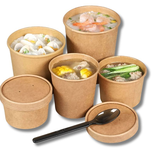 Tazón de Ensalada y Taza de Sopa de Papel Kraft Desechables Impresos Personalizados con Tapa, Contenedor de Empaque para Comida Rápida, Contenedores de Sopa para Llevar - Product Image 2
