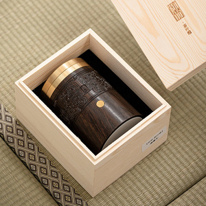 Recipiente Redondo para Té de Madera Maciza de Ébano, 1-3L, Estilo Chino, Tapa de Cobre, Portátil, para Viajes, Almacenamiento de Alimentos - Product Image 4