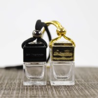 Diffuseurs de parfum pour voiture en verre transparent de forme carrée avec logo personnalisé, 5 ml, 10 ml, 15 ml, imprimés à l'écran, avec bouchon à vis