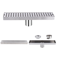 Siphon de sol linéaire en acier inoxydable 304, 30*10CM, avec insert de carrelage et bride, design moderne, pour salle de bain, en promotion