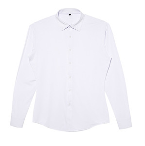 Camicia da <span class=keywords><strong>uomo</strong></span> aderente personalizzata con bordo rotondo con polsino dritto e Design <span class=keywords><strong>bianco</strong></span> puro - Product Image 1