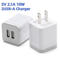 Chargeur USB 10W 5V2.1A à double port, adaptateur secteur compact pour téléphone portable, charge rapide, prise US, pour smartphone, voyage