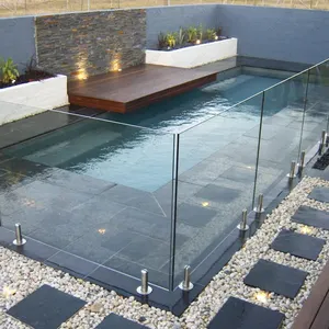 Valla de vidrio templado para piscina de vidrio templado fijo de acero inoxidable