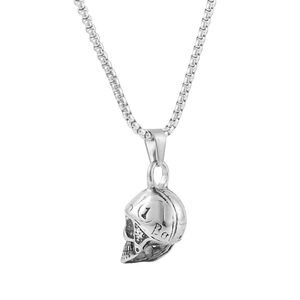 Colgante de calavera de acero inoxidable yunnique con cadena de Color plateado, collar de moda para hombres y mujeres, cadena de perlas cuadradas de 3,0x60cm, 122030 - Product Image 3