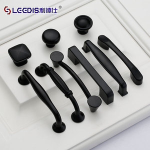 Lgedis Cabinet Handles Black Zinc Alloy Minimalist Design For Furniture Drawer Door Kitchen <b>Wardrobe</b> Hardware - Product Image 1