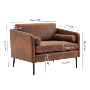 97*71*74cm 1,5 Assentos Hot Stamping Pano Cadeira envolvente com Travesseiro Indoor Circle <span class=keywords><strong>Chair</strong></span> Marrom escuro - Product Image 4