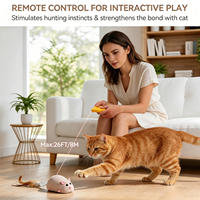 Jouet pour chat télécommandé AFP avec queue en plumes, souris interactive automatique à mouvement 4 directions pour l'exercice des chats en intérieur