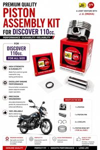 Kit d'assemblage de piston pour Bajaj Discover 110cc 50.00mm, segment de piston OEM avec revêtement au molybdène, kit de réparation de moteur de moto de qualité supérieure - Product Image 4
