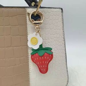 2025 Trendy Strawberry PU Keychain Cute Fruit Design Fashion Keyring for Women, Girls - High Quality Wholesale <b>Key</b> <b>Chain</b> Gift - Product Image 4
