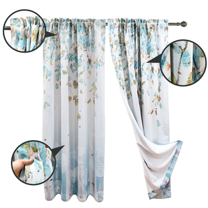 <span class=keywords><strong>2022</strong></span> Hot Custom 100% Polyester 150GSM Tissu 50x98 "127x250 Bleu Isolé Blackout Salon Fenêtre Rideaux - Product Image 5