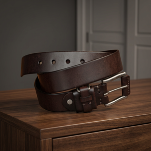 Ceinture pour homme en cuir de vachette avec boucle ardillon en acier, logo personnalisé imprimé, écologique, vintage, robuste, imperméable, largeur 3,8 cm - Product Image 5
