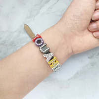 Lettres coulissantes en strass pleine couleur A-Z de 8 mm, couleur rose uniquement, vente en gros, pour colliers pour animaux de compagnie, bracelets, porte-clés, bricolage