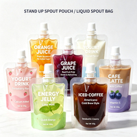 Pochettes souples personnalisées avec bec verseur, sachets liquides refermables de qualité alimentaire anti-fuite pour jus, sauces, miel, logo personnalisé OEM