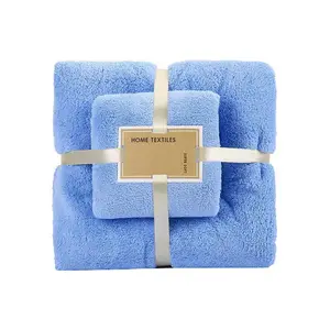 Serviette en molleton corail vente en gros lavage du visage adulte doux et absorbant serviettes quotidiennes domestiques essuie-mains