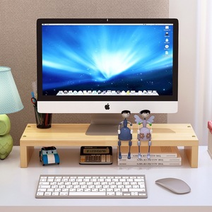Support de moniteur de bureau en bois, rectangulaire, marron, monocouche, pour support de rangement d'ordinateur - Product Image 3