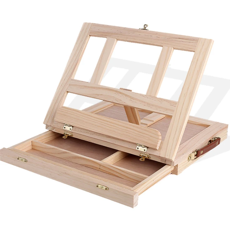 Твердая Регулируемая Складная Настольная буковая деревянная настольная коробка для эскизов мольберт для художника с ящиком для хранения