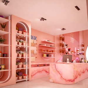 ตู้โชว์ดอกไม้สีชมพูปรับแต่งได้สำหรับย่านที่สร้างสรรค์ทางวัฒนธรรมร้านบูติกในเมืองที่สะดุดตาความลับทางอินเทอร์เน็ต - Product Image 2