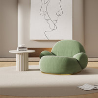 Fauteuil en velours crème moderne, une place, tendance, avec mousse haute densité, personnalisable, pour salon, petit appartement, villa