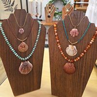 Collier d'été artisanal en perles d'eau douce et pierres naturelles, style océan, coquillages et cauris, pour superposition
