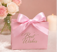 Sac en papier personnalisé classique de luxe mini rose pour cosmétiques, bijoux, boutique, shopping, cadeau, réutilisable, écologique, avec poignée en ruban et nœud papillon