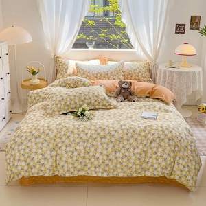 Set <span class=keywords><strong>Copripiumino</strong></span> Personalizzato con Cartoni Animati Quattro Stagioni, Lenzuola e Federe, Set Biancheria da Letto Viola <span class=keywords><strong>Rosa</strong></span> Giallo - Product Image 5