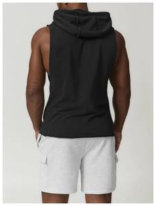 Мужская повседневная майка для бега, спортивный жилет для фитнеса, толстовка с капюшоном, одежда для бодибилдинга, тканая ткань, без логотипа, без рисунка - Product Image 4