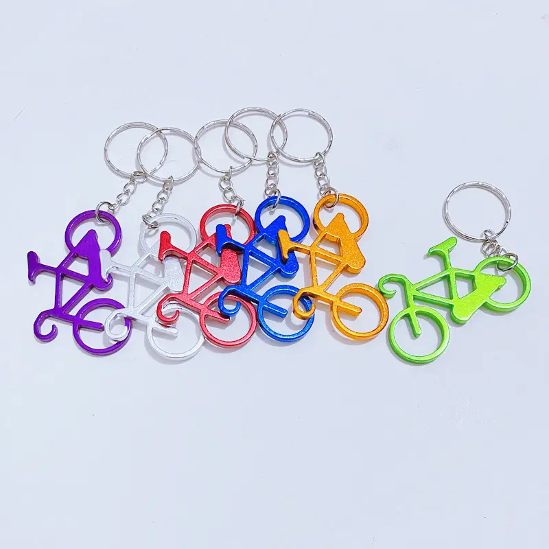 سلسلة مفاتيح صغيرة لسقاطة الدراجات متعددة الألوان معدنية محفورة بالليزر مع هدية صغيرة لمحبي الدراجات