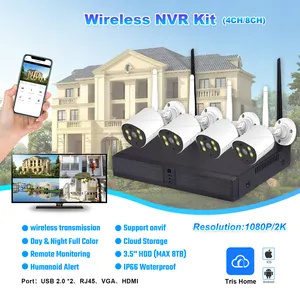 Fabrika fiyat ile büyük depolama için 8 kanal NVR wifi kamera ile 1080P güvenlik kamera sistemi