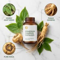 Capsule de complexe d'Epimedium OEM, complément alimentaire pour la santé masculine, soutient l'endurance, l'énergie et la concentration mentale, contient du Maca et du Ginseng purs