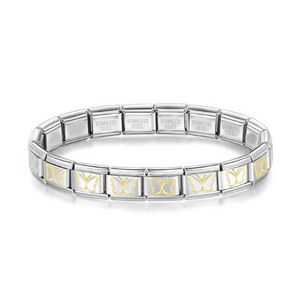 Venta caliente pulsera de corazón de acero inoxidable diseño de mariposa italiana DIY pentagrama joyería de mano para la moda para aniversarios - Product Image 2