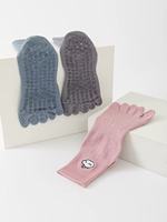 Chaussettes antidérapantes à 5 doigts avec logo personnalisé JZVINA, imprimé dessin animé, pour adultes, en coton et élasthanne, tricotées, avec grip antidérapant, pour Pilates.