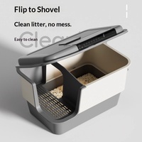 Caixa de Areia Automática PawFresh para Gatos Brancos e Cinzas, Extra Grande, Tipo Corredor Quadrado, Fechada, com Canal Anti-Salpicos de Areia
