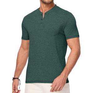 Camisetas Henley personalizadas para hombre, Camisetas básicas con botones y bolsillo, camisetas informales de manga corta - Product Image 5