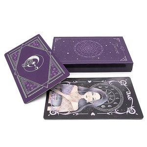 Cartes de jeu SFT personnalisées en gros, avec impression de design, fabrication, dorure, grandes et mini, en papier noir, avec breloques, jeu de tarot, cartes <span class=keywords><strong>Oracle</strong></span> et guide - Product Image 2