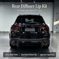 Kit de diffuseur arrière style GLC43 pour GLC Coupé X254 2024+, embouts d'échappement ronds quadruples, ajustement OEM, noir brillant PP