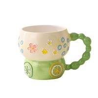 Tasse à petit-déjeuner en céramique gaufrée peinte à la main, grande capacité, pour flocons d'avoine, mignonne et créative, pour usage domestique, motif dessin animé, compatible lave-vaisselle, Chaozhou