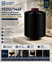 Fil polyester DTY teint noir de qualité AA 150D/144F, doux et haute ténacité, pour tricot, tissage, sous-vêtements, bonneterie et dentelle