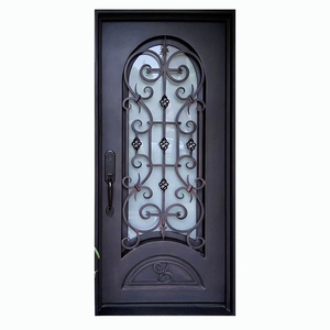 <span class=keywords><strong>Porte</strong></span> <span class=keywords><strong>d</strong></span>'<span class=keywords><strong>entrée</strong></span> pivotante en acier français noir en aluminium, design luxueux américain, en métal et en verre, en fer forgé, sécurité extérieure - Product Image 6