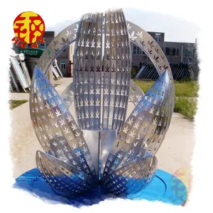 電気メッキ光沢ステンレス鋼大型金属メッシュ彫刻の町の抽象的なハンドグリッド
